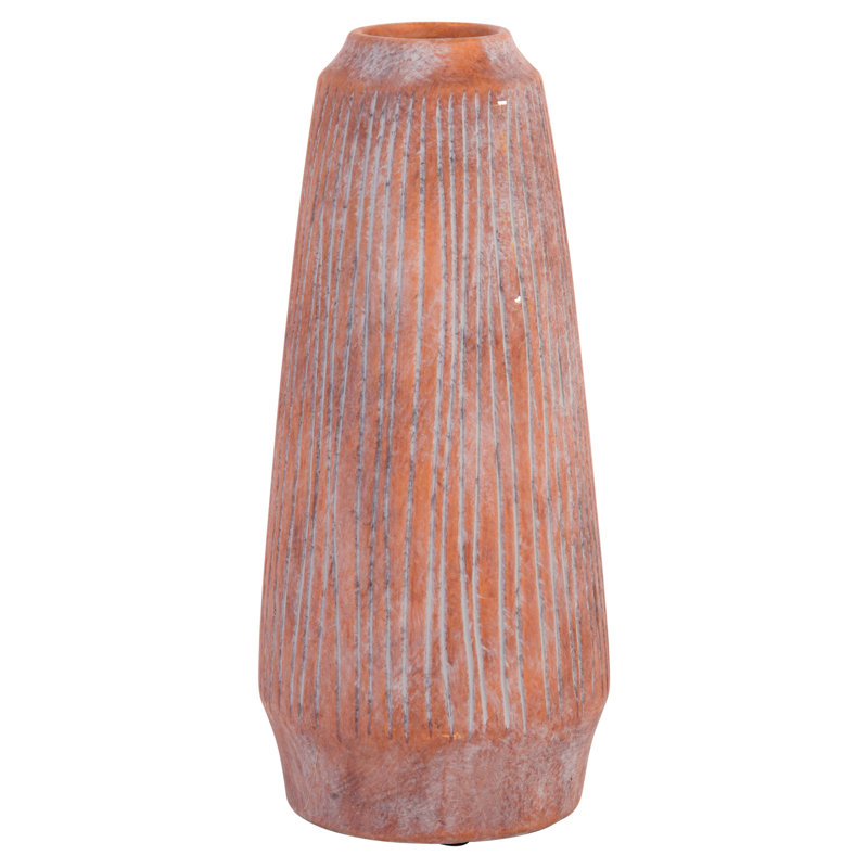 10.13" Textured Terracotta Finish Vase – Rustic Home & Tabletop Décor