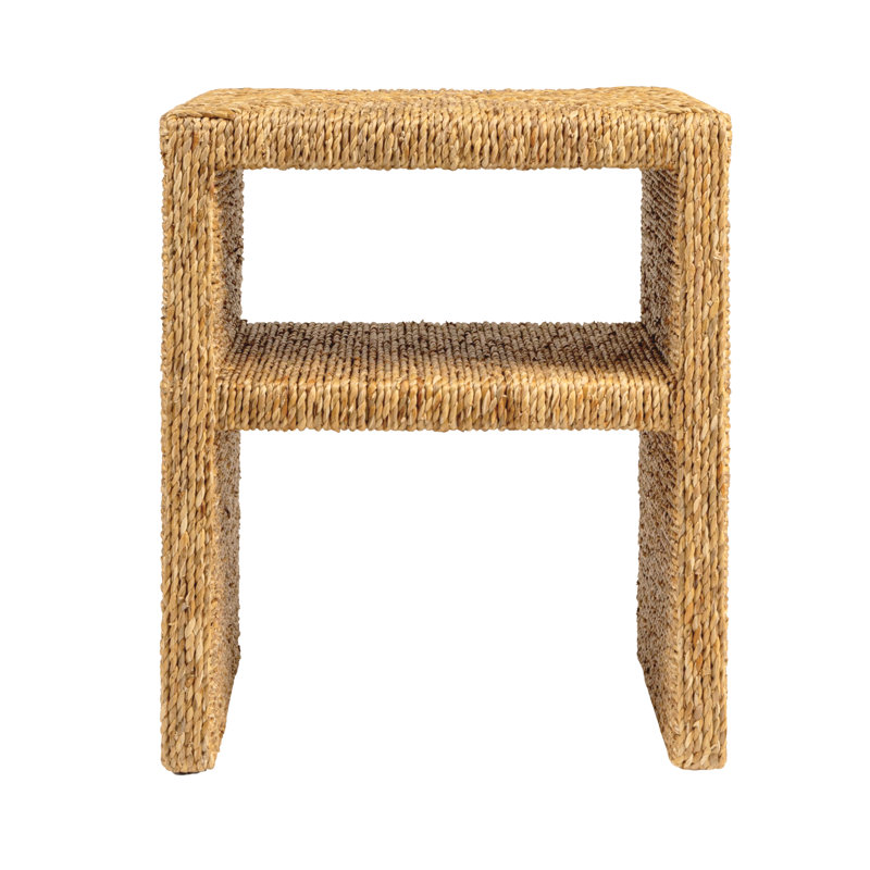 Seagrove Woven Water Hyacinth & Acacia Wood End Table