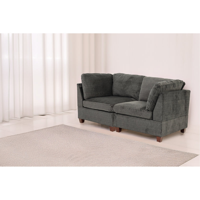 Modular - 2pc Gray Chenille, Wood Frame Chair Supportive