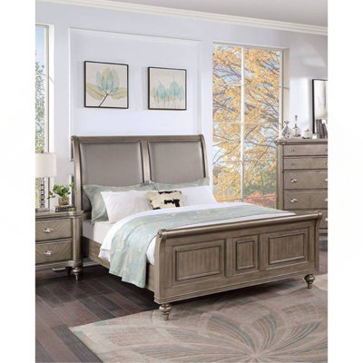 Modern Luxury Style 1Pc California Bed Two Panel Headboard Antique Bedroom Furniture
