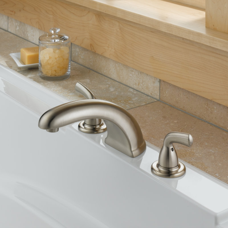 Foundations Single Handle Deck Mounted Roman Tub Faucet Trim, Brilliance Stainless