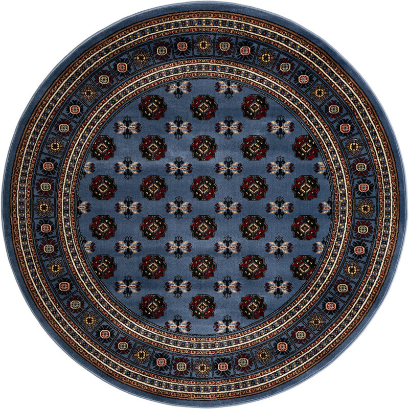 Traditional Hinshaw Runner Rug Blue Color, Round 6'1"