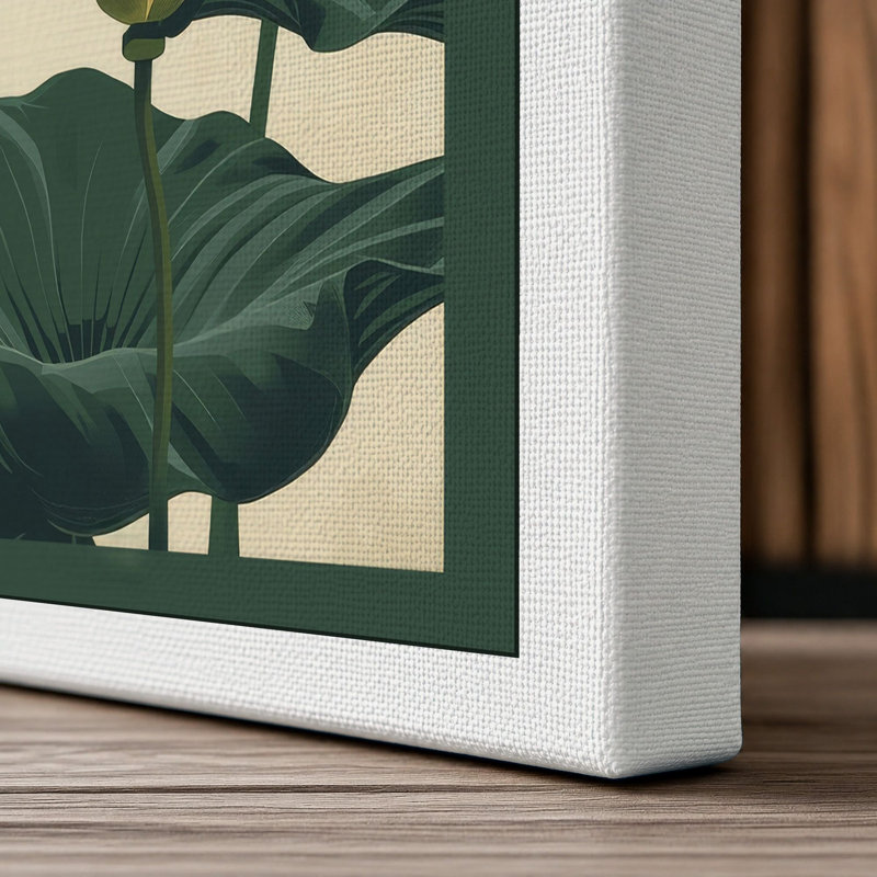 Lotus Bloom Botanical - Wrapped Canvas, 24x16 - 61.0 x 40.6 cm, White Border