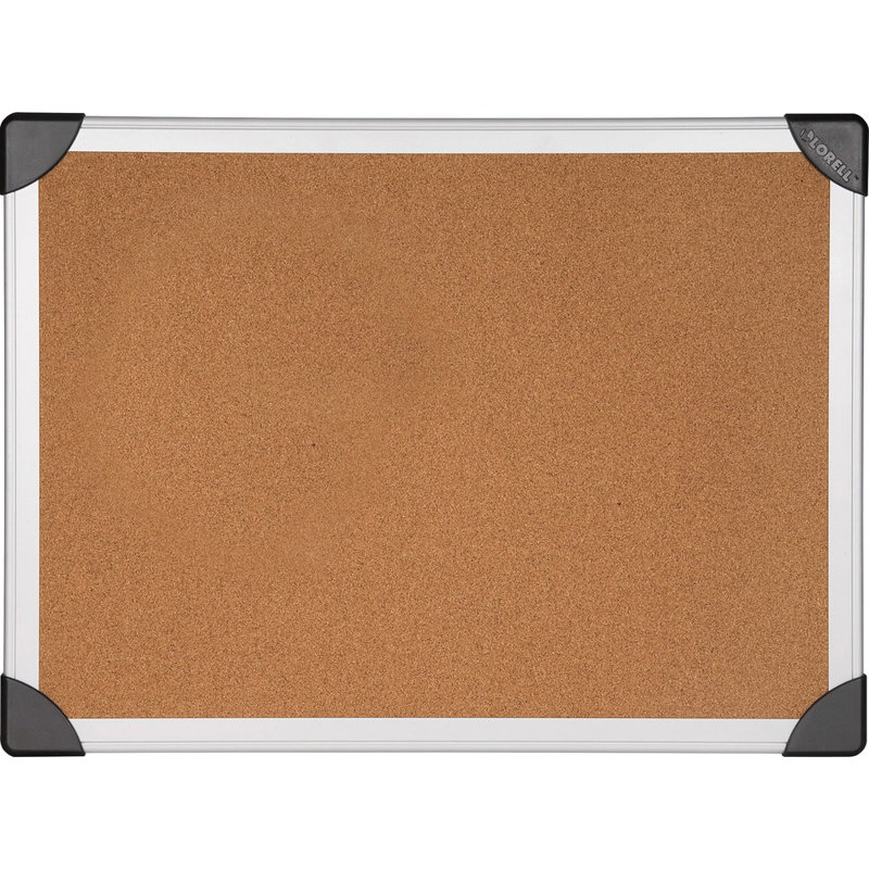 36'' x 24'' Aluminum Frame Cork Board with Silver Edges