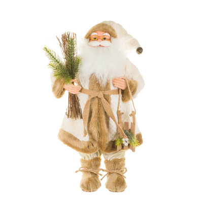 White Fabric Santa Figurine with Sleigh