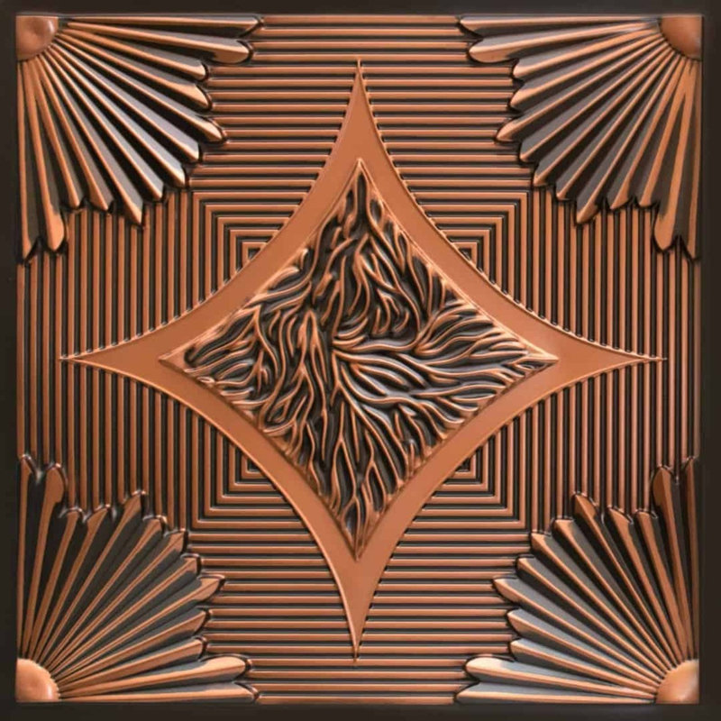 Sunset Boulevard 2 ft. x 2 ft. PVC Lay-in or Glue-up Ceiling Tile, Antique Copper