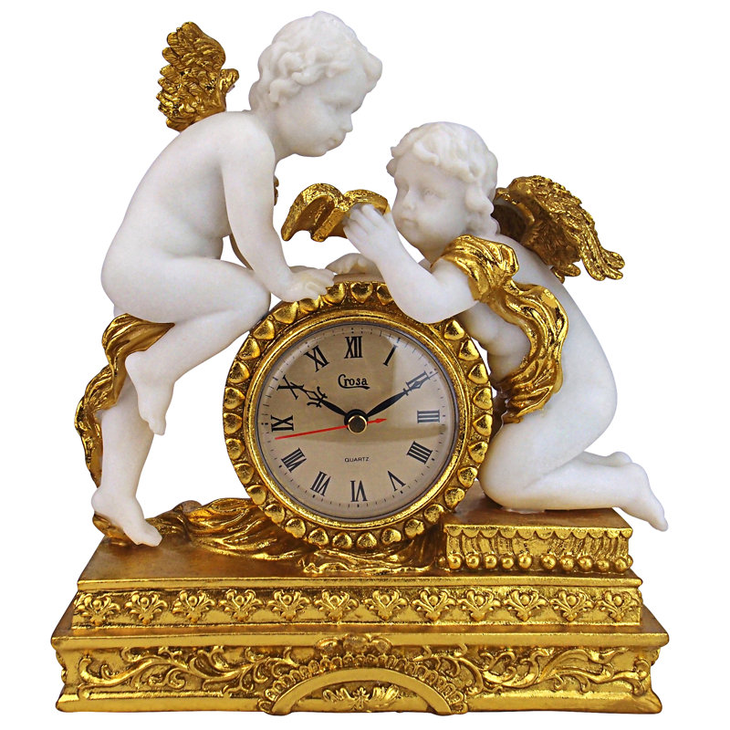 Resin Quartz movement / Crystal Tabletop Clock in Gold Ivory