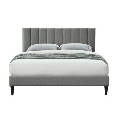 Ciyana Channel Upholstered Bed with USB Port & Wooden Slats