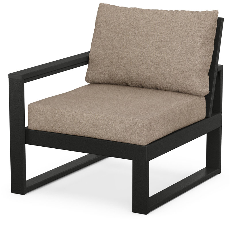 POLYWOOD Outdoor Lounge Chair, Black, Spiced Burlap