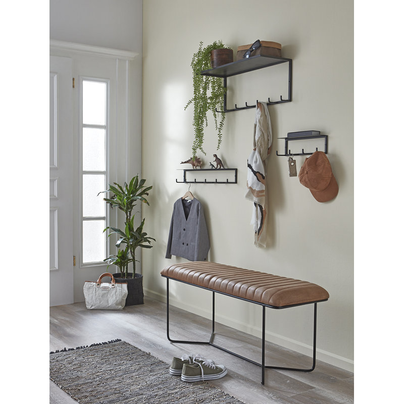 Layoune Genuine Leather Upholstered Bench
