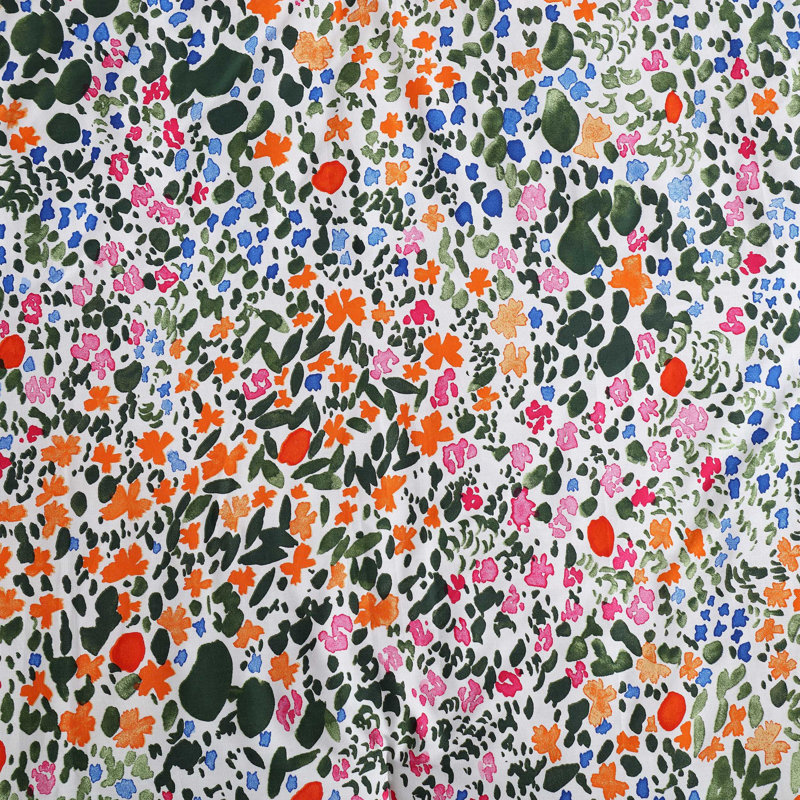 Marimekko Rantaniitty Orange Cotton Comforter Set, Queen Comforter + 2 Standard Shams