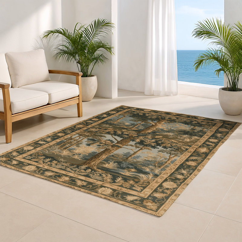 Tapis d'intérieur et d'extérieur brun français, Rectangulaire 2 pi x 3 pi