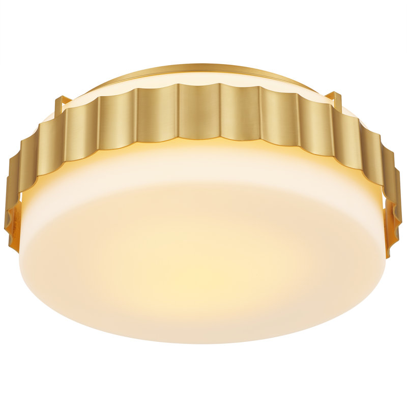 Scalloop Antique Brass Flush Mount, 2, 6.25' H x 6.25" W x 16" D