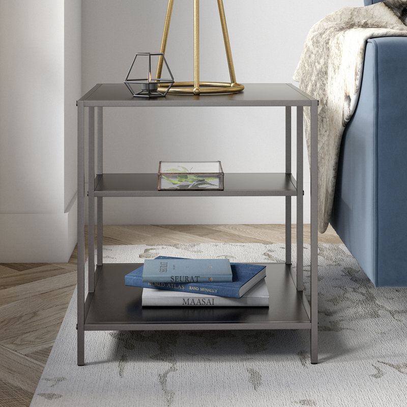 Winthrop Side Table with Storage, Gunmetal Grey