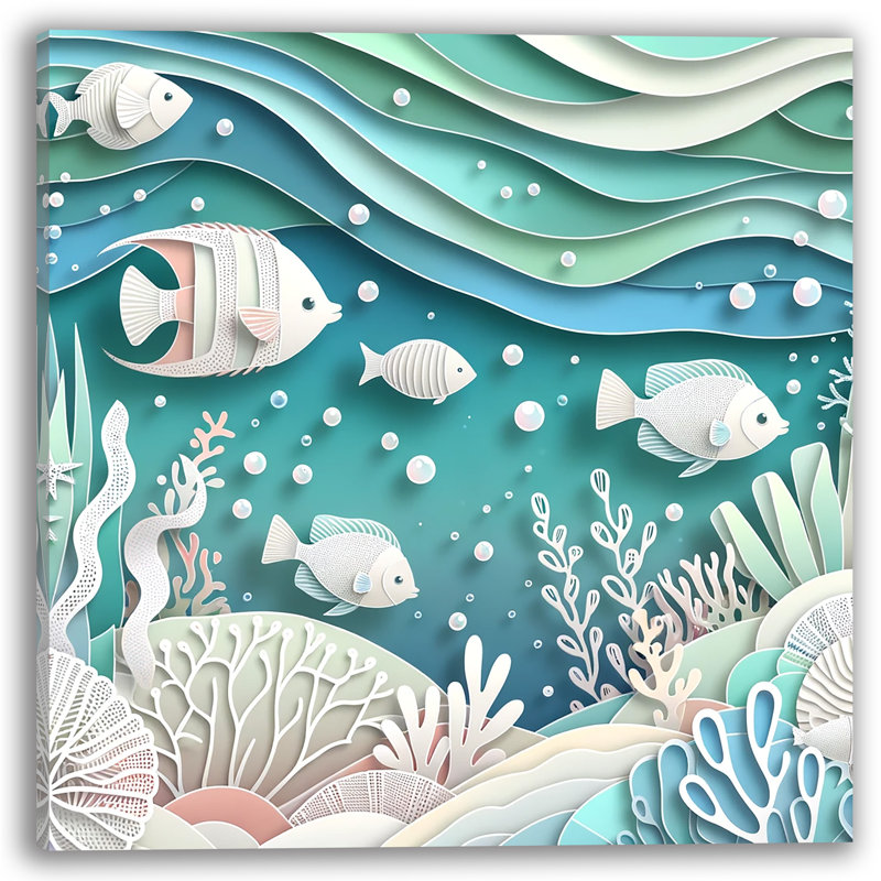 Paysage marin serein sur toile, H 12 po x l 12 po x P 1 po