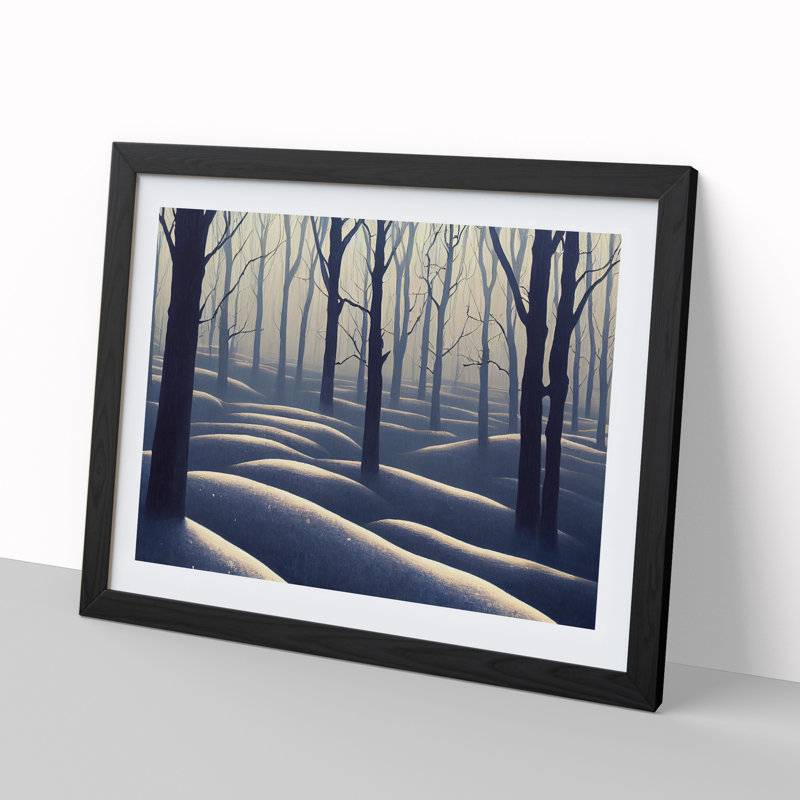 Snowy Winter Forest Vol.5 - Single Picture Frame Print, 46cm H x 64cm W x 2cm D, Black