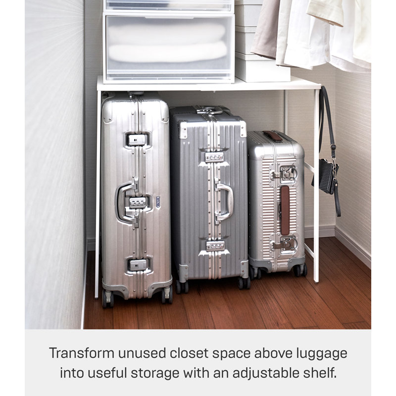 White Steel Expandable Suitcase Rack with Storage Bar