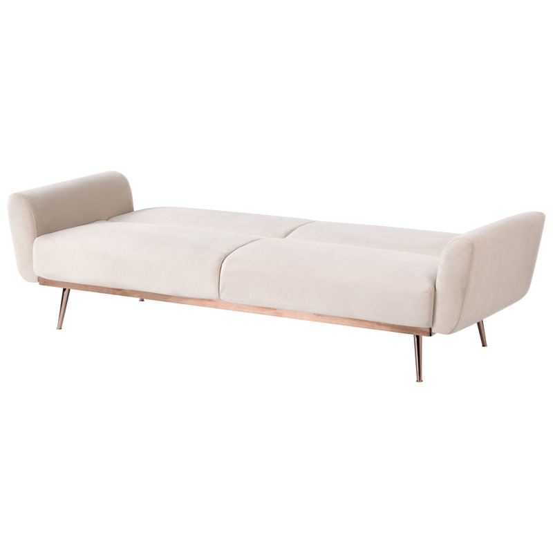 Sofa Bed 3 Seater EINA Velvet, Light Beige