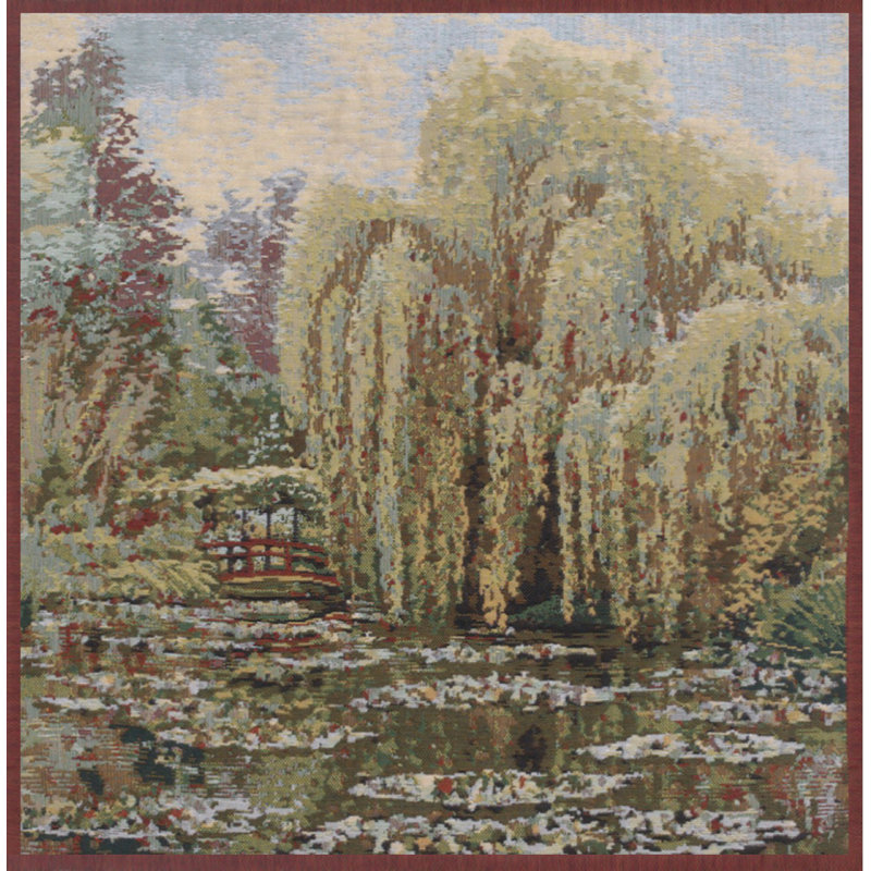 Monet's Garden Cotton Tapestry Square Throw Pillow Cover