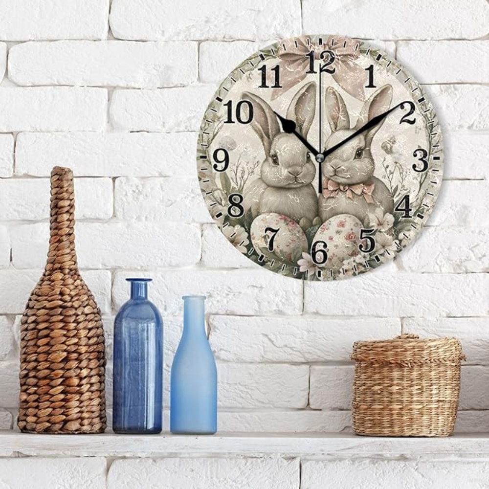 Ophelia & Co. JUNZAN Floral Bow Bunny Rabbits Eggs Easter Round ...