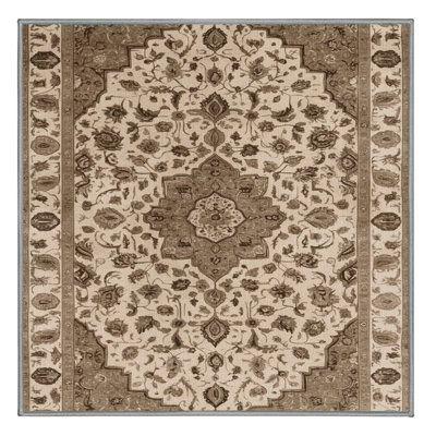 Tapis gris Tabriz lavable à la machine