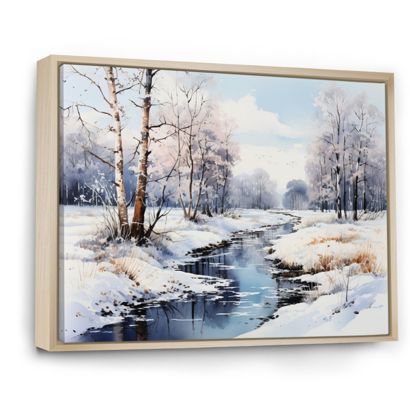 Snow River Wonderland II - impression, H 34 po x l 44 po x P 1,5 po, Cadre naturel flottant