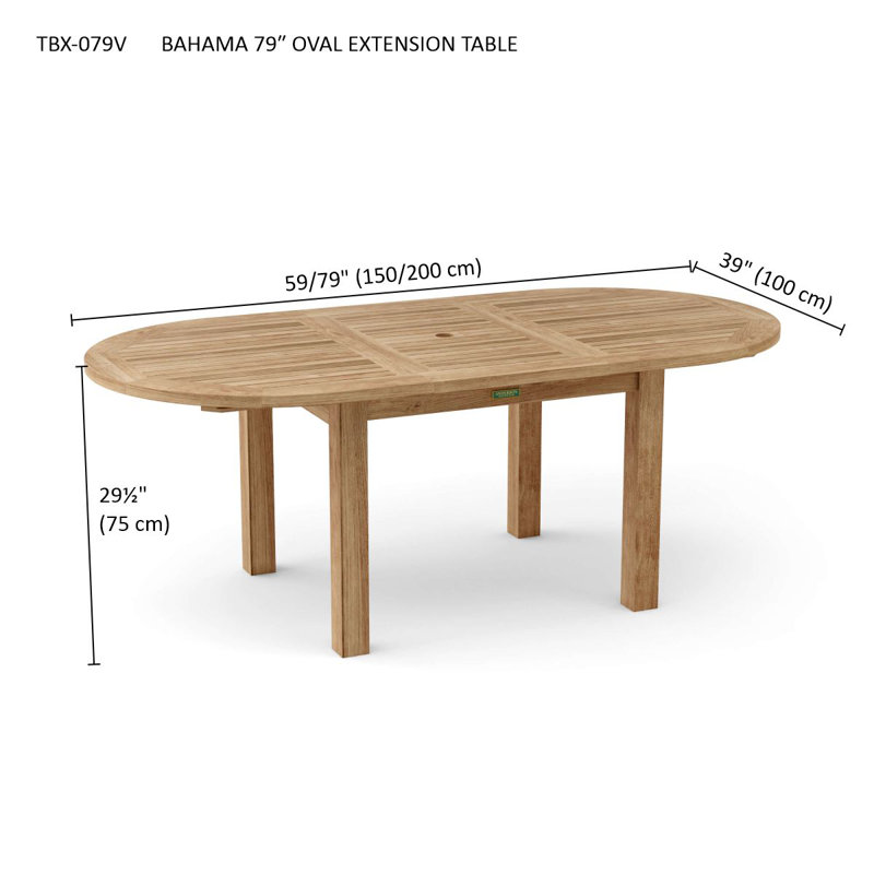 Guardacosta 6 - Person Teak Wood Patio Dining Set with Extendable Oval Table