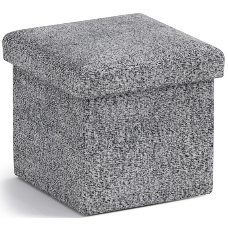 Small Foldable Square Linen Storage Bench Suitable For Living Room, Bedroom, Dormitory, Gray