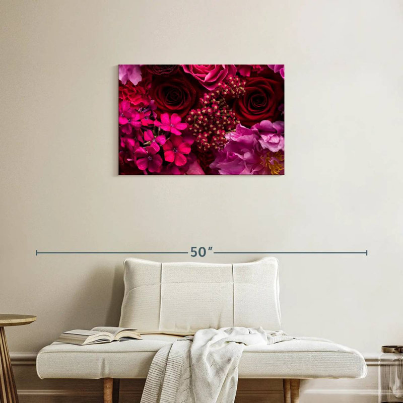 Harnek - fleurs rouges et roses, H 20 po x l 30 po