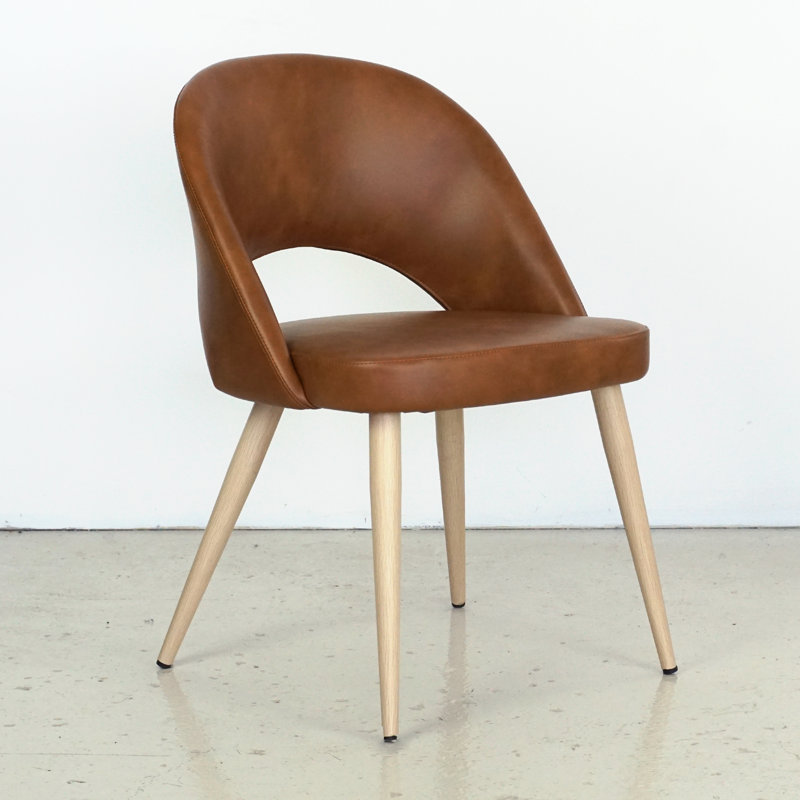 Chaise d'appoint rembourrée en similicuir Kanthan, Naturel, Brun clair