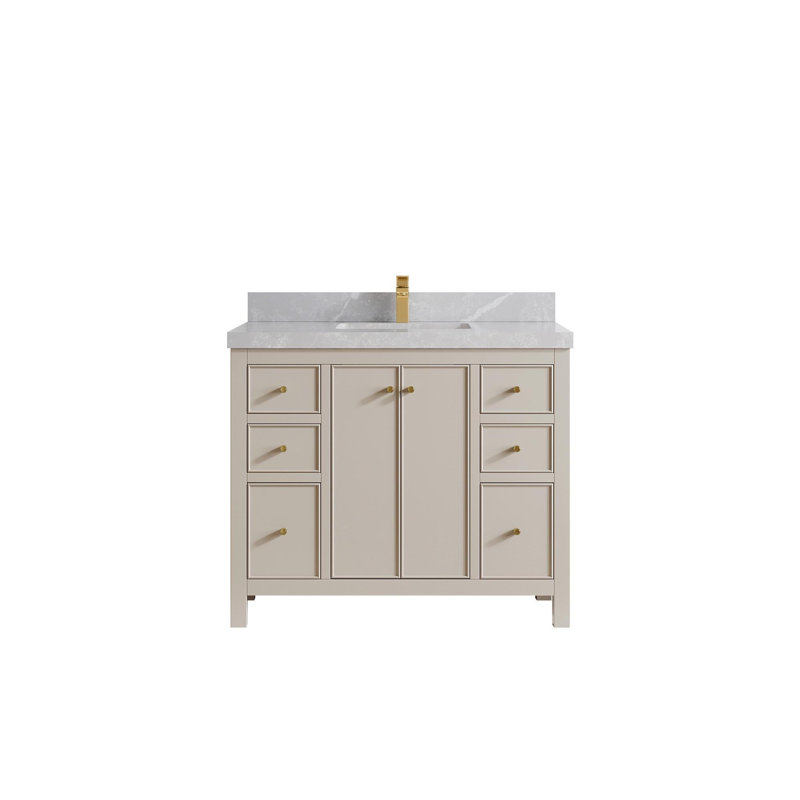 Meuble-lavabo simple 42 po avec plateau Chicago, Gris perle