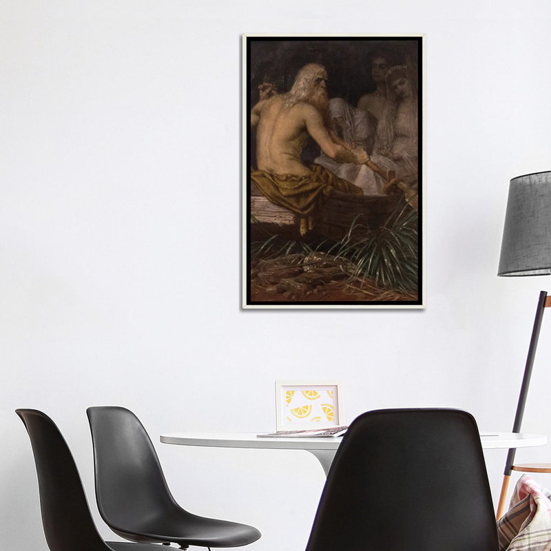 Charon - reproduction d'art murale - toile encadrée, H 40 po x l 26 po, Impression encadrée sans passe-partout, Blanc patiné
