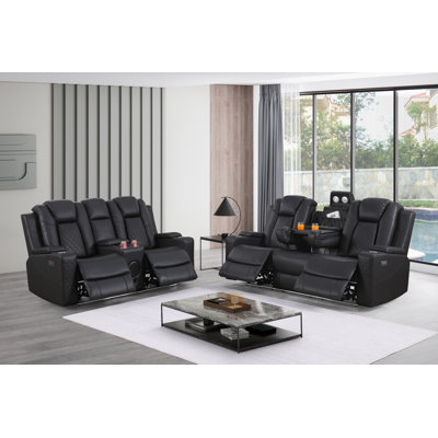 Tiertza Faux Leather Power Recliner Set