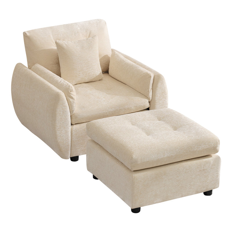 Ensemble de fauteuil d'appoint avec repose-pieds, Oui, Beige