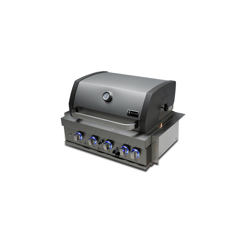 Îlot de cuisine en acier inoxydable pour barbecue à 4 brûleurs Mont Alpi Premium l 32 po x P 23 po x H 21 po avec brûleur arrière infrarouge intégré + plateau à graisse amovible + ensemble de rôtisserie + housse + convertible au gaz naturel + garantie à vie - MABi400