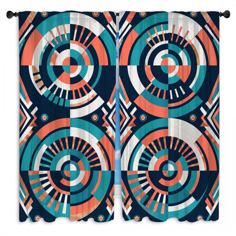 Rideaux géométriques circulaires à motif géométrique diaphane et obscurcissant - 2 panneaux, 40in x 52in - 2 panels, Sheer
