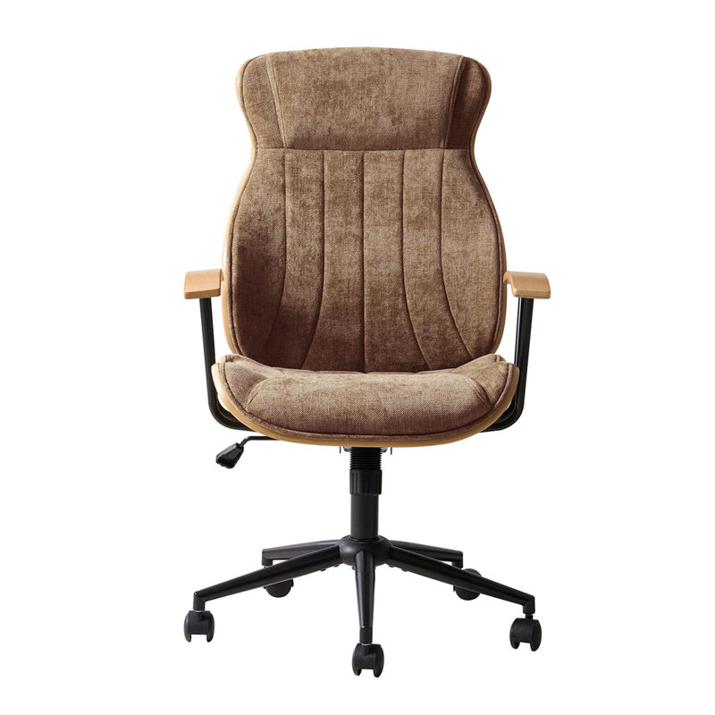 Chaise de bureau pivotante à haut dossier Oswina, Chameau