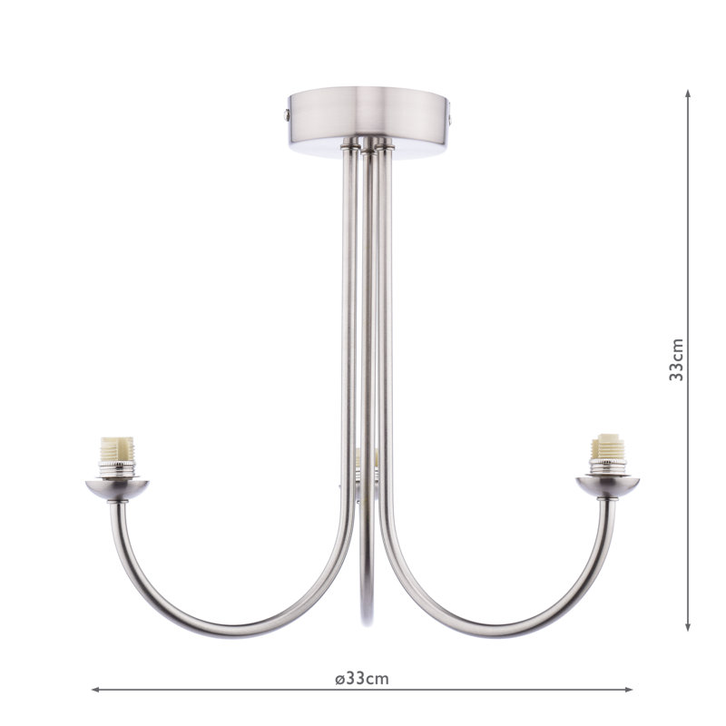 JARED 3LT SEMI FLUSH FRAME ONLY, Satin Nickel