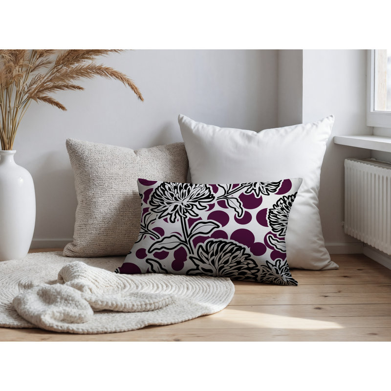 Oreiller rectangulaire réversible intérieur / extérieur Jae, Rectangle H 18 po x l 25 po, Mauve