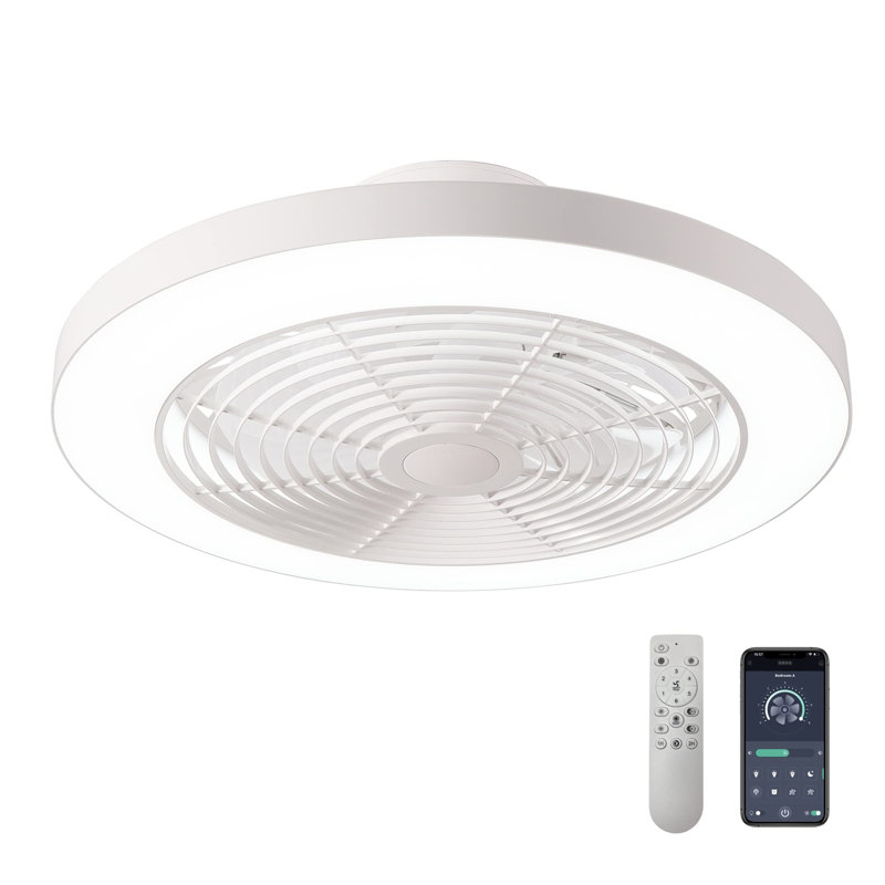 Jahcure 19.7" LED Standard Ceiling Fan with Remote/APP Control, Low Profile Ceiling Fan with Light, Flush Mount Ceiling Fan