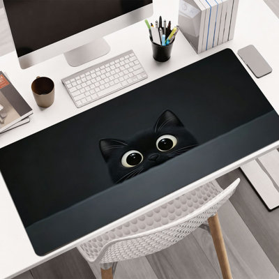 Tapis de souris en caoutchouc JYK, surface en microfibre lisse, base antidérapante, tapis de souris décoratif à bord arrondi pour le bureau et les jeux, 16 po x 36 po, pattes de chat roses