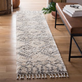 Triplett Fringe Shag Cream/Grey Area Rug