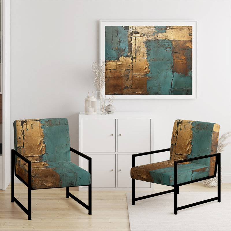 Fauteuil d'appoint Kintsugi Retro Glam Vintage Gold On Turquoise, Noir, noir, noir, noir