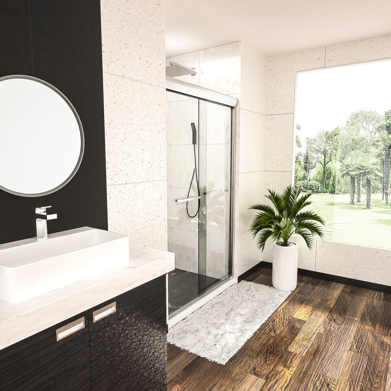 Finish Semi- Bypass Shower Door 48"X76 48" W Enclosure 76" H, Bypass, , Shock Absorbing