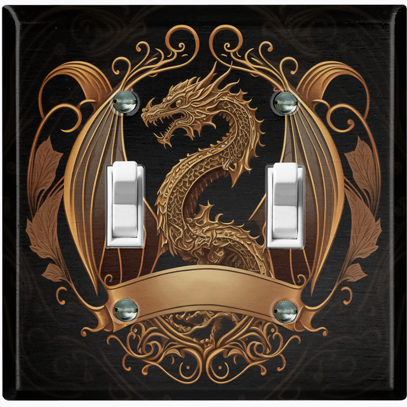 Plaque murale à 2 interrupteurs à bascule Dragon Crest