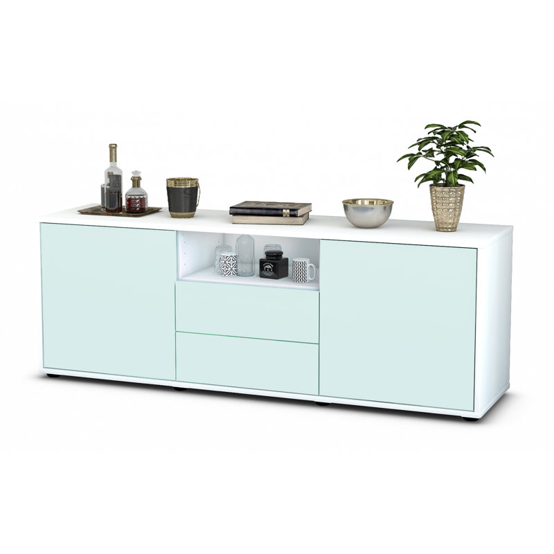 Wyche Unfinished TV Stand for TVs up to 60", Light Blue / Matte White