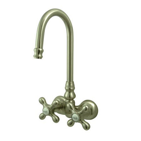 Hot Springs Double Handle Wall Mounted Clawfoot Tub Faucet, Satin Nickel