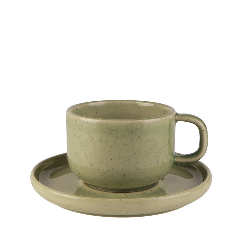 Tasse à café et soucoupe en grès Uno 225 m, Vert