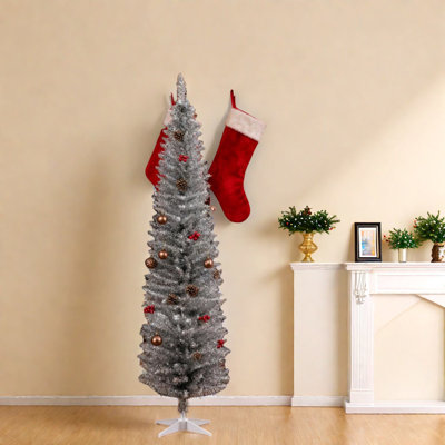 Arbres de Noël à crayons peu encombrants, plastique argenté, style moderne pour les réceptions en famille
