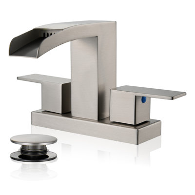 Robinet de lavabo de salle de bain central moderne 4 pouces à 2 poignées avec bonde nickel brossé